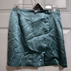 Forever 21 Teal Satin Mini Skirt Small NWT